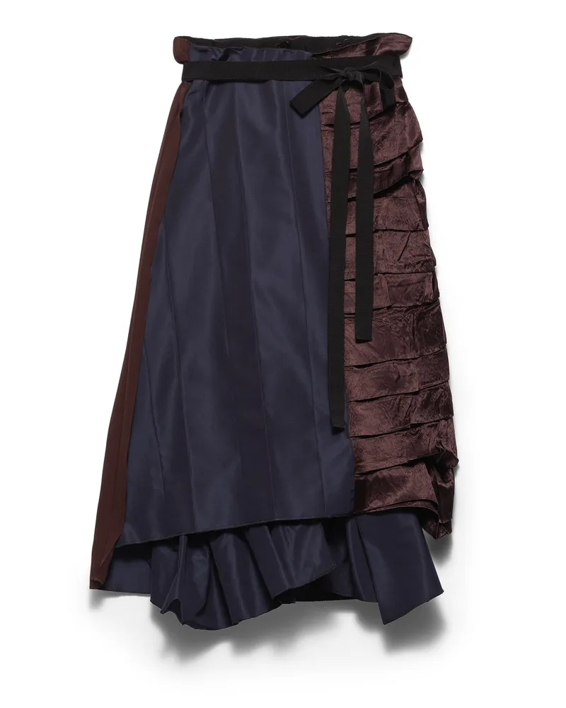 Prada Rock Aus Faille-patchwork, Damen, Blau, Größe Blau