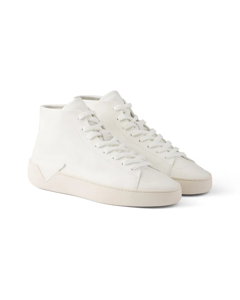 Prada High-top-sneaker Aus Leder, Herren, Weiss, Größe 13 Weiss