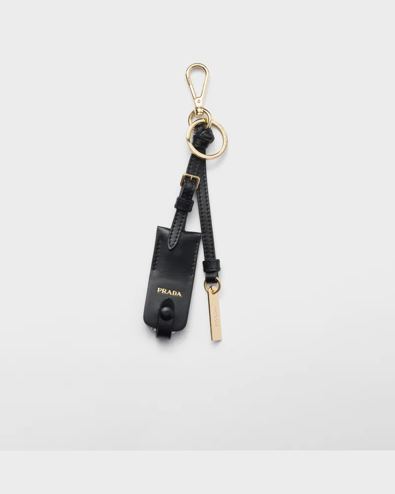 Prada Anhänger mit Spiegeletui aus Leder Schwarz
