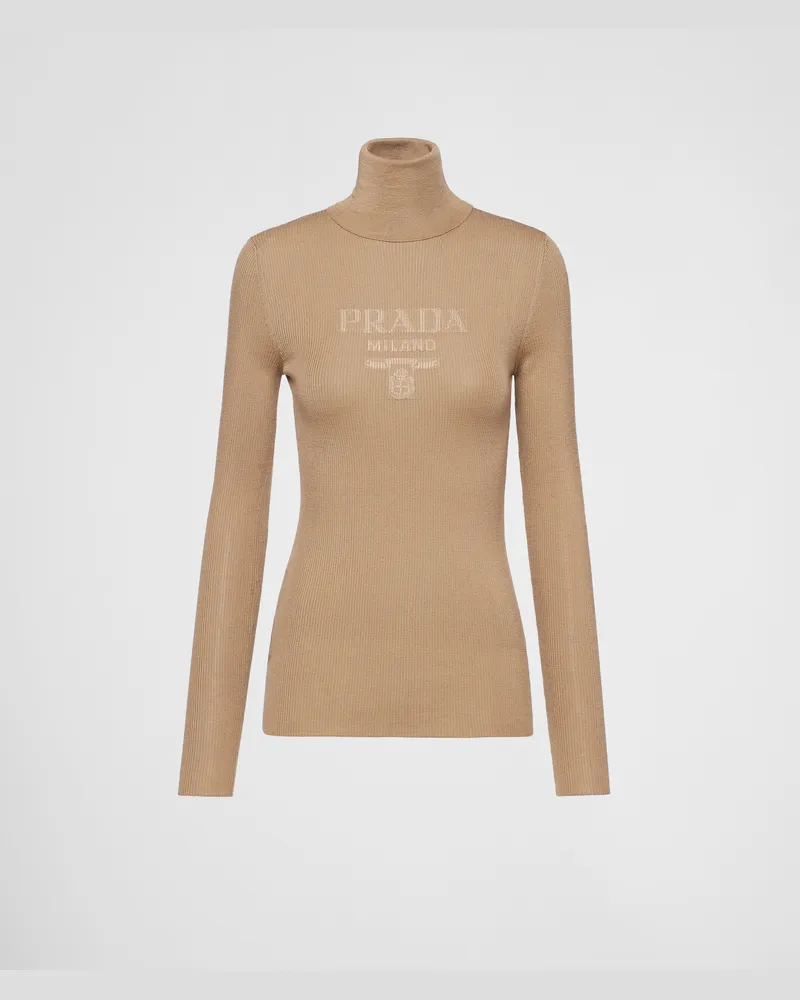 Prada Rollkragenpullover aus Superfine-Wool Kamelbraun
