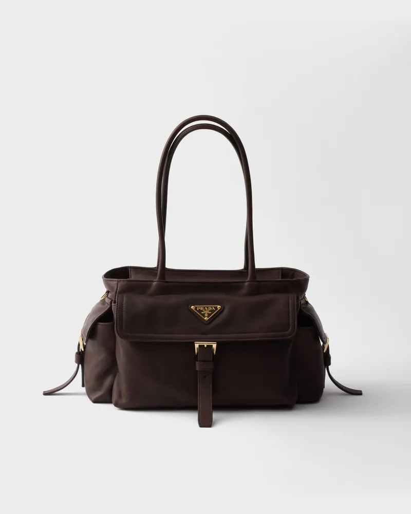 Prada Explore Tragetasche aus Nappa-Leder Sienna