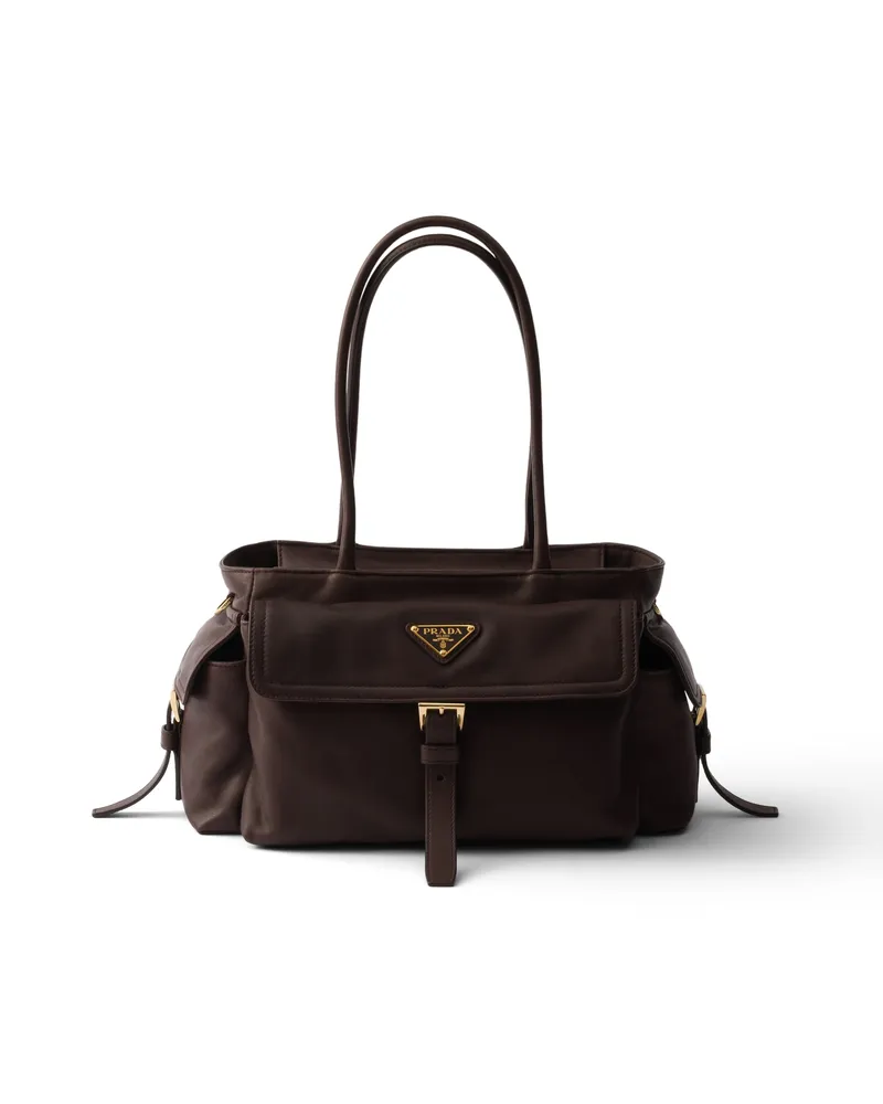 Prada Explore Tragetasche Aus Nappa-leder, Damen, Sienna Sienna
