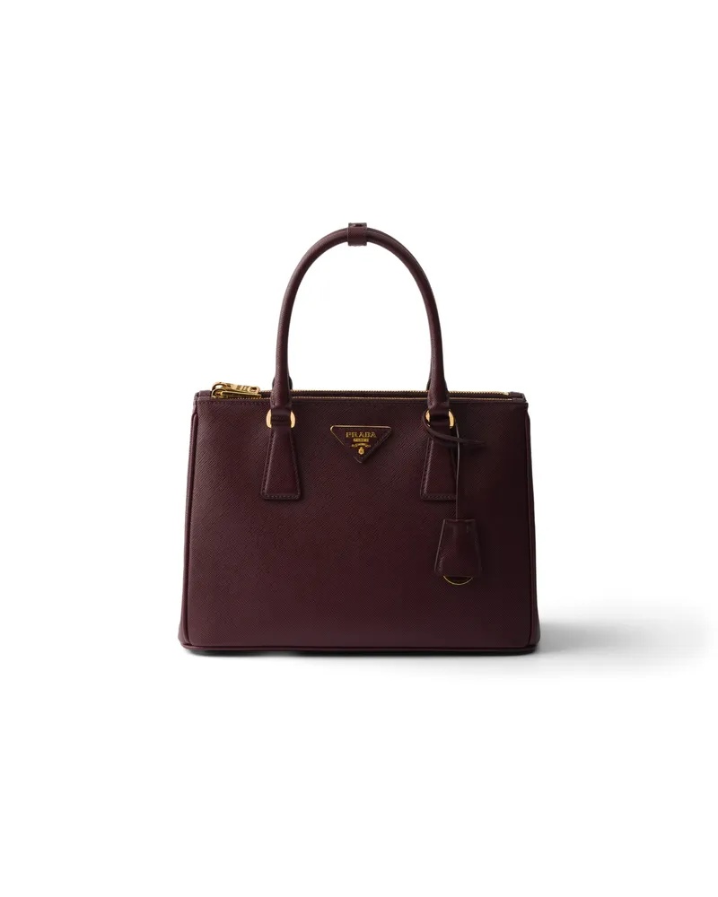 Prada Mittelgroße  Galleria Tasche Aus Saffiano-leder, Damen, Burgunderrot Burgunderrot