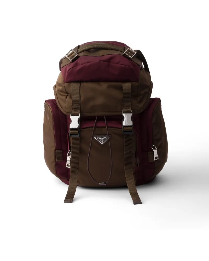 Prada Rucksack Aus Re-nylon Und Leder, Herren, Burgunder/verbrannt Burgunder