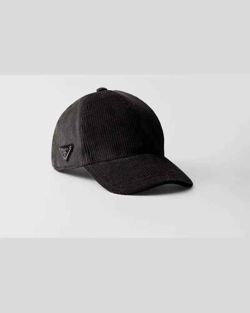 Prada Baseballkappe aus Cord Schwarz