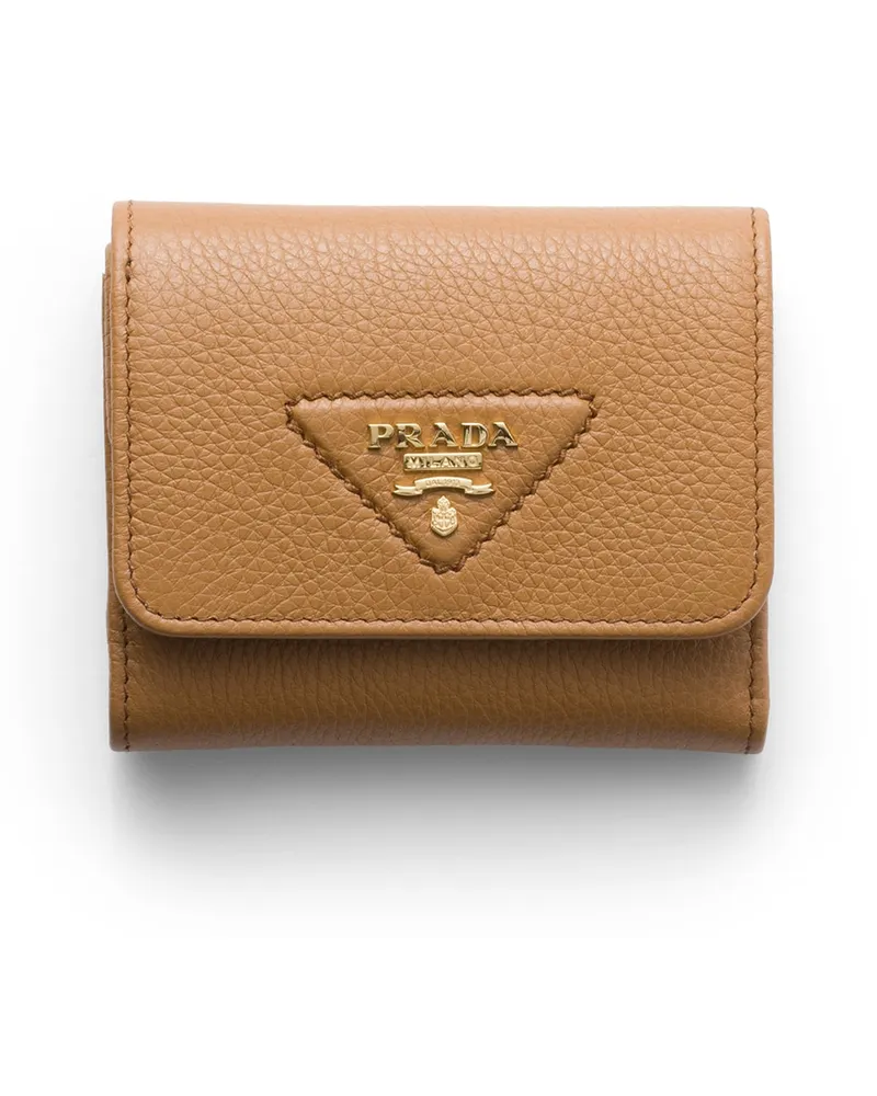 Prada Kleine Geldbörse Aus Leder, Damen, Karamell Karamell