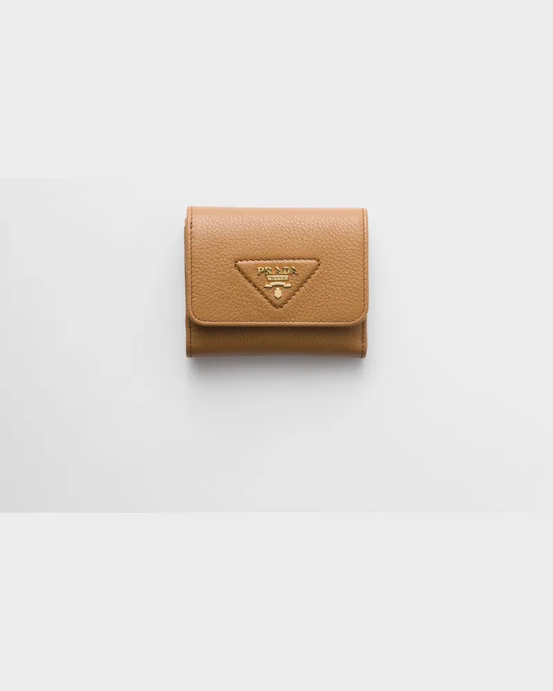 Prada Kleine Geldbörse aus Leder Karamell