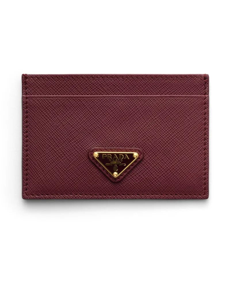 Prada Kartenetui Aus Saffiano-leder, Damen, Burgundy Burgundy