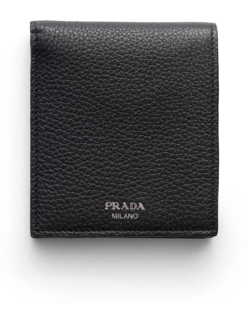 Prada Geldbörse Aus Leder, Herren, Schwarz Schwarz