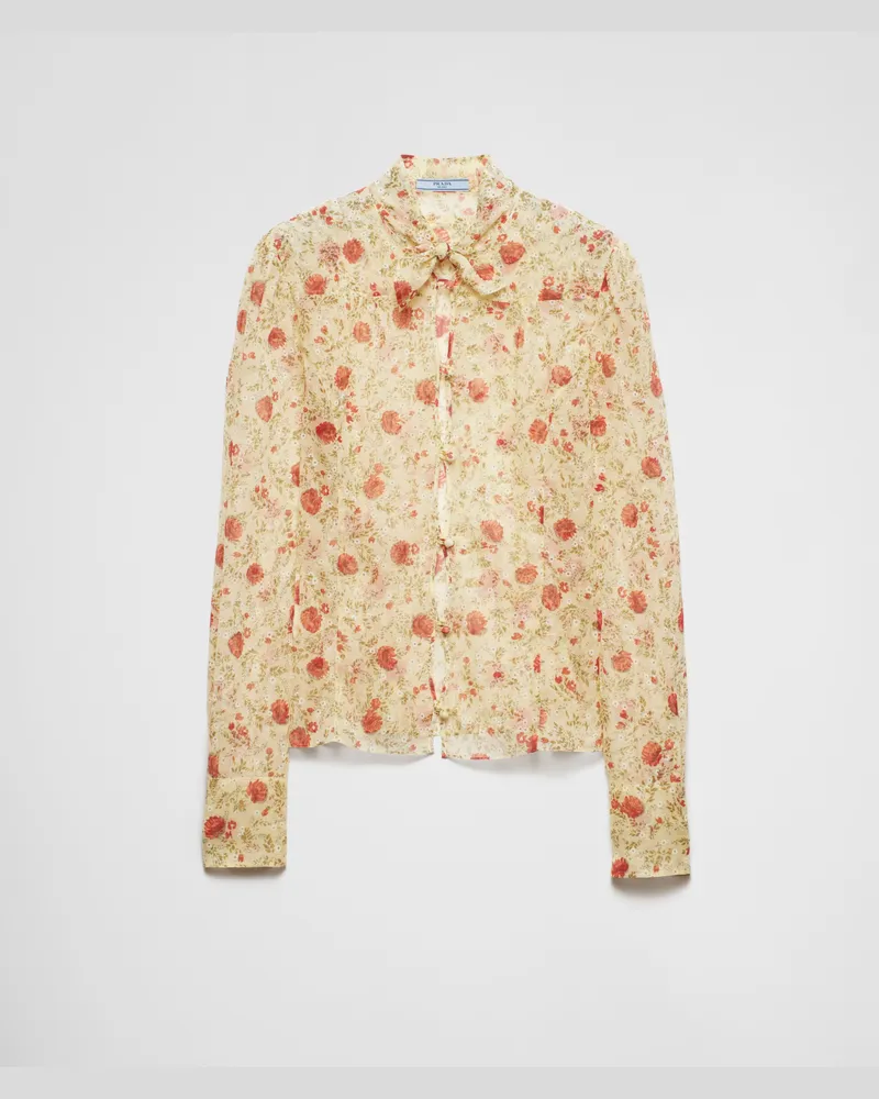 Prada Bedrucktes Hemd aus Chiffon Rot