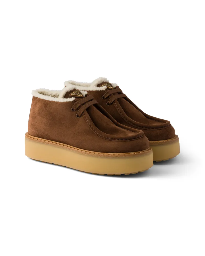 Prada Chukka Boots Aus Wildleder, Damen, Kakaobraun, Größe Kakaobraun