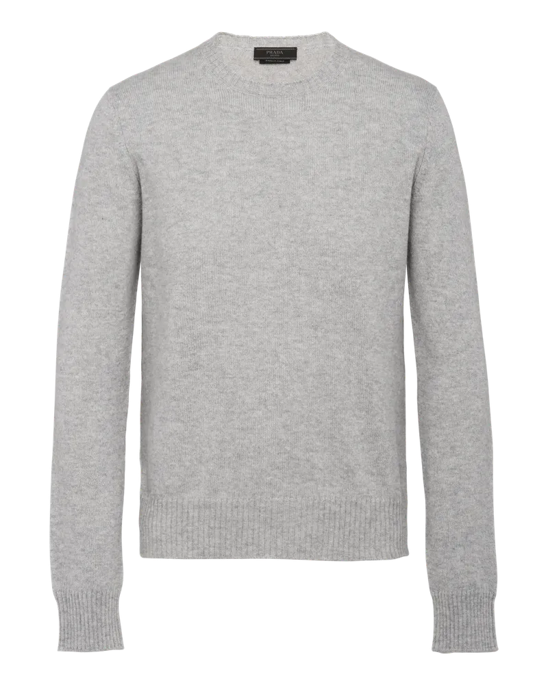 Prada Cable-Knit Cashmere Crew-Neck Sweater Grau