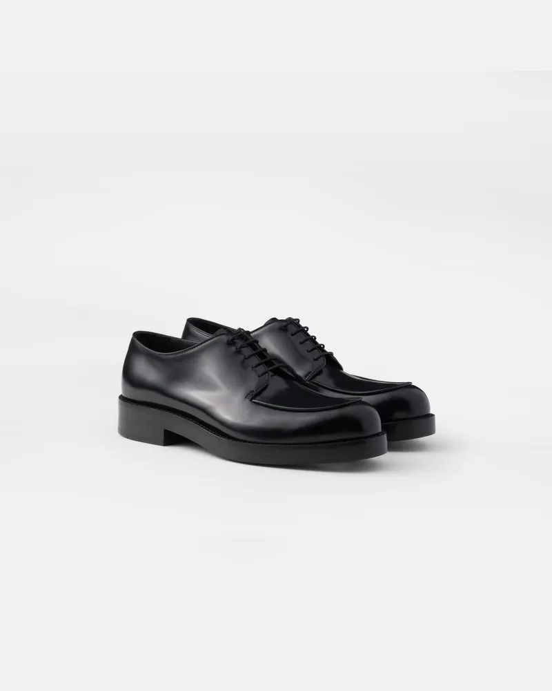 Prada Derby-Schuhe aus gebürstetem Leder Schwarz