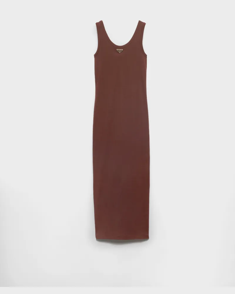 Prada Kleid aus gerippter Baumwolle Kakaobraun
