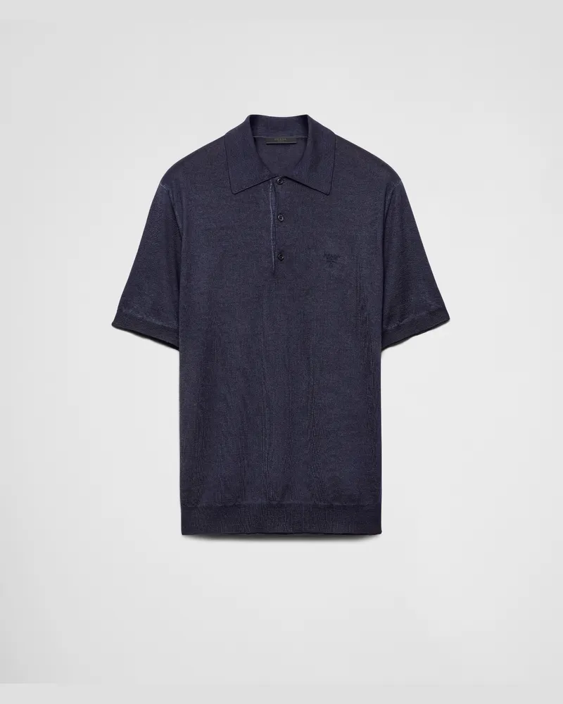 Prada Poloshirt aus Kaschmir Blau