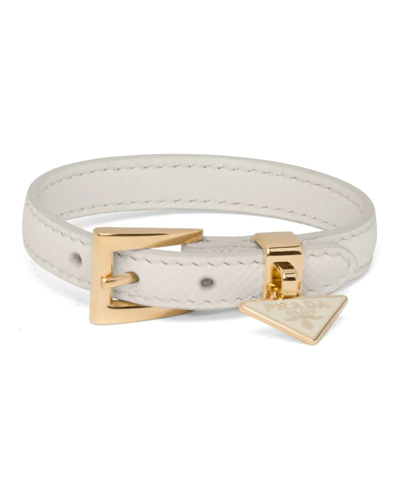 Prada Armband Aus Saffiano-leder, Damen, Kalkweiss, Größe Kalkweiss