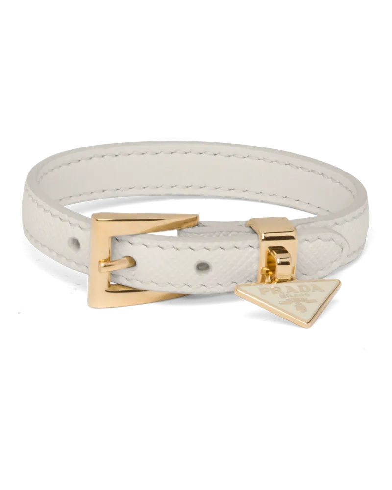 Prada Armband aus Saffiano-Leder Kalkweiss