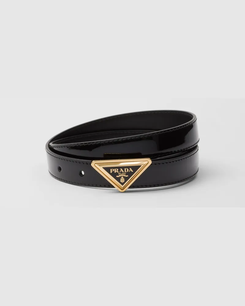Prada Gürtel aus Lackleder Schwarz