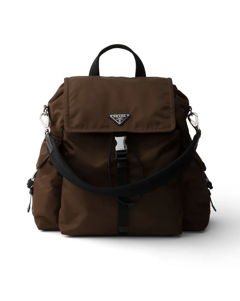 Prada Explore Rucksack Aus Re-nylon Und Leder, Herren, Sienna Sienna