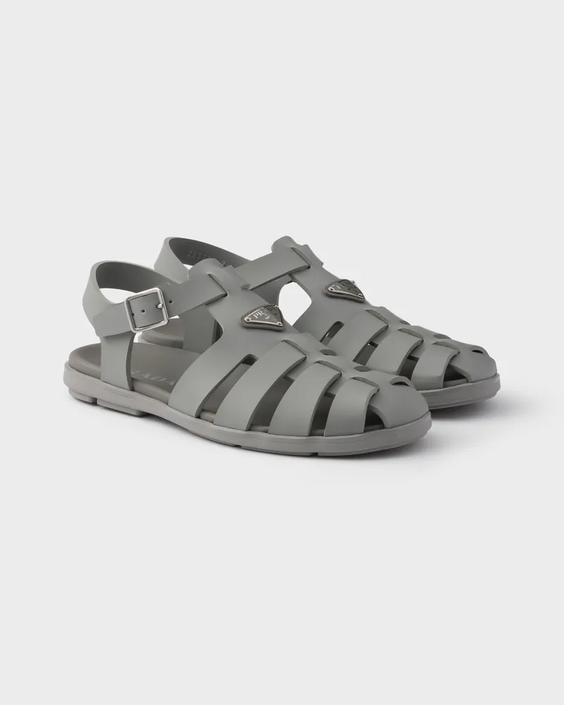 Prada Fischersandalen aus Gummi Stahlgrau