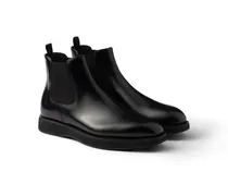 Chelsea Boots Aus Gebürstetem Leder, Herren, Schwarz, Größe 12