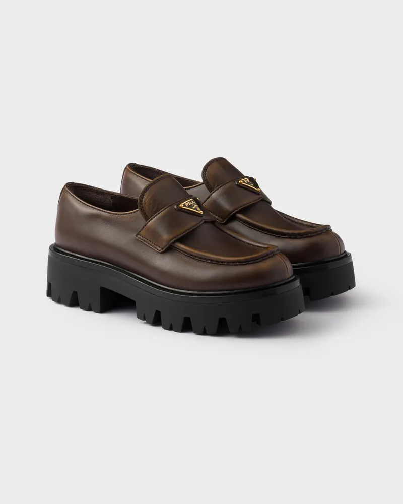 Prada Loafer aus Leder Kakaobraun