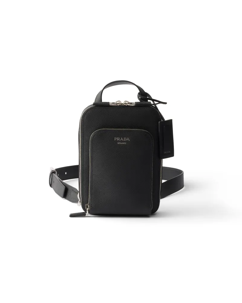 Prada Rucksack Aus Saffiano-leder, Herren, Schwarz Schwarz