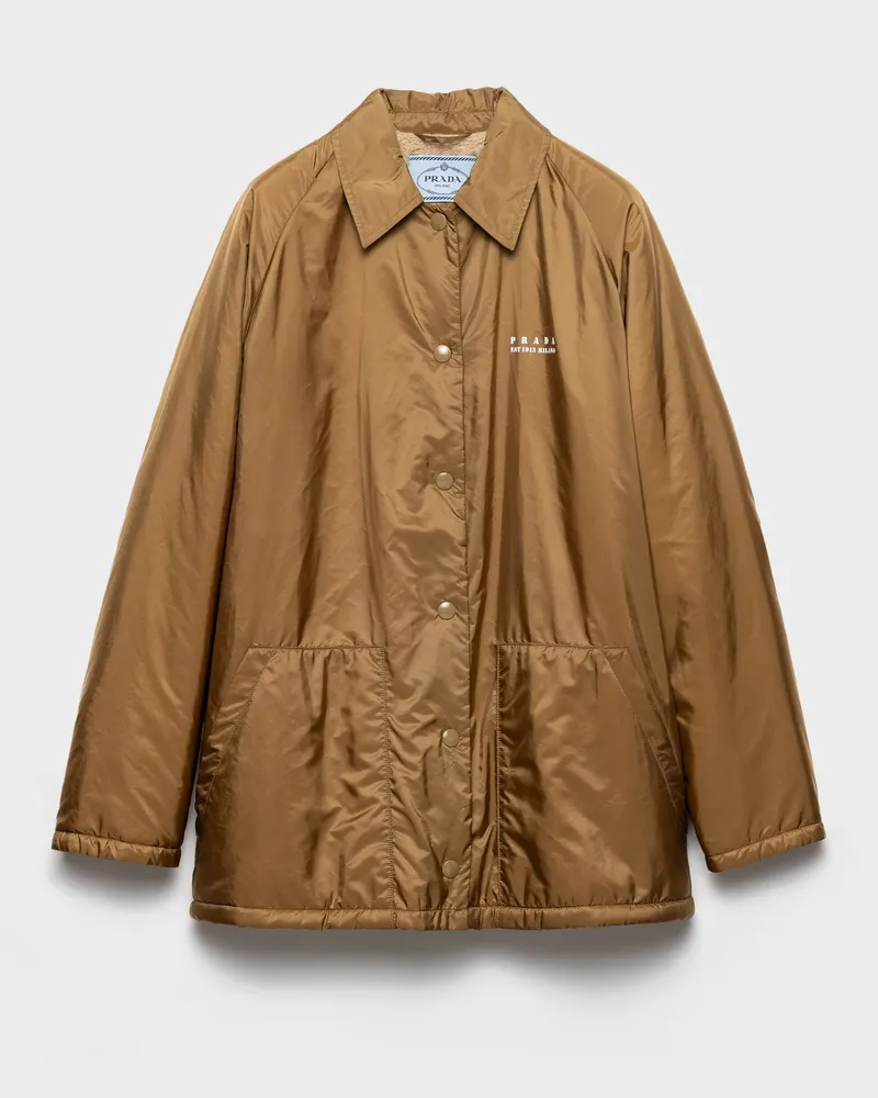 Prada Leichte Blousonjacke aus Re-Nylon Korkbeige