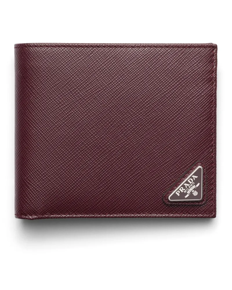 Prada Saffiano Leder Brieftasche Mit Münzfach, Herren, Burgunderrot Burgunderrot