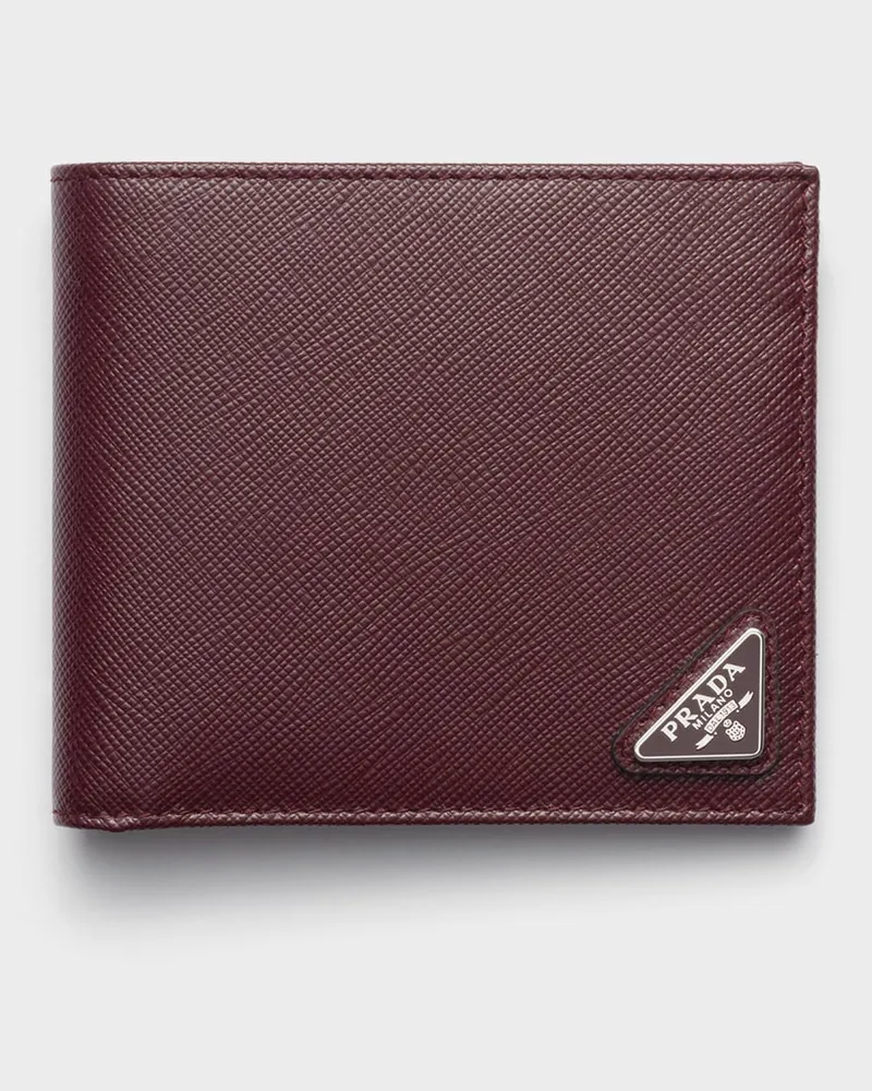 Prada Saffiano Leder Brieftasche mit Münzfach Burgunderrot