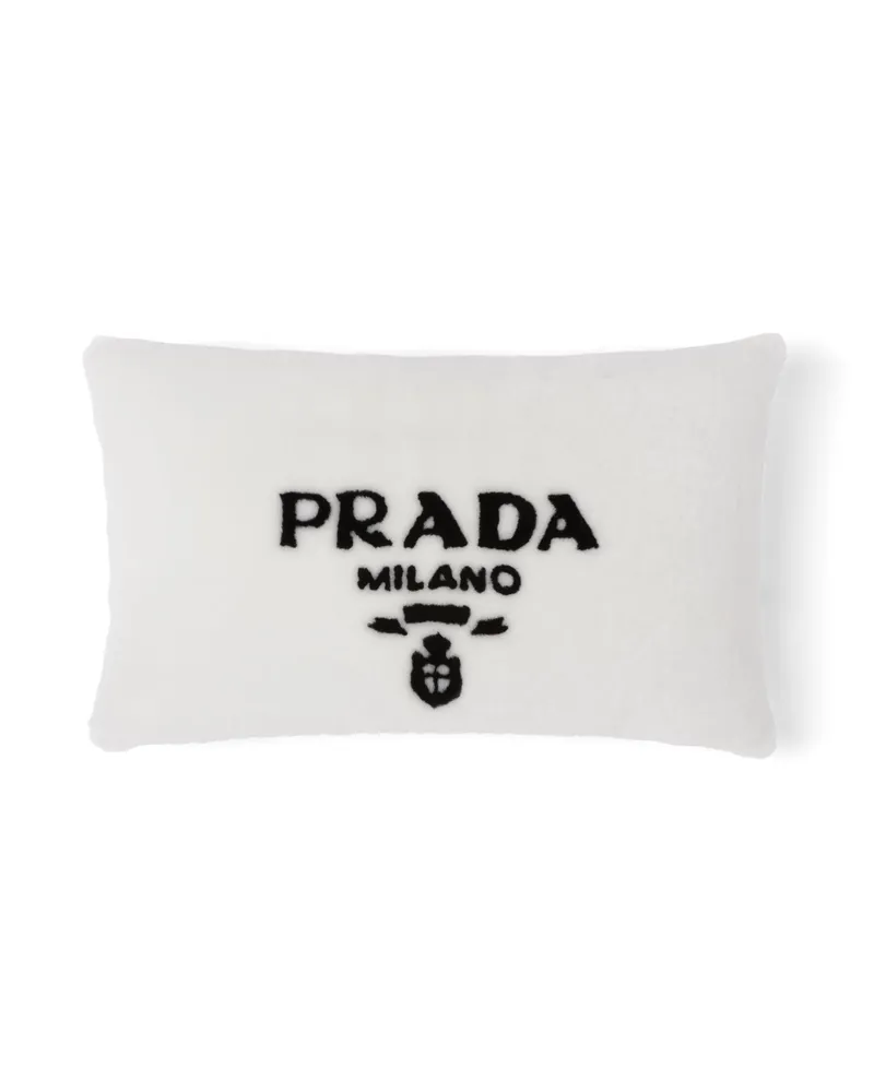 Prada Kissen Aus Schafsleder, , Weiss/schwarz Weiss
