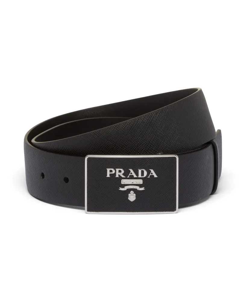 Prada Gürtel Aus Saffiano-leder, Herren, Schwarz, Größe Schwarz