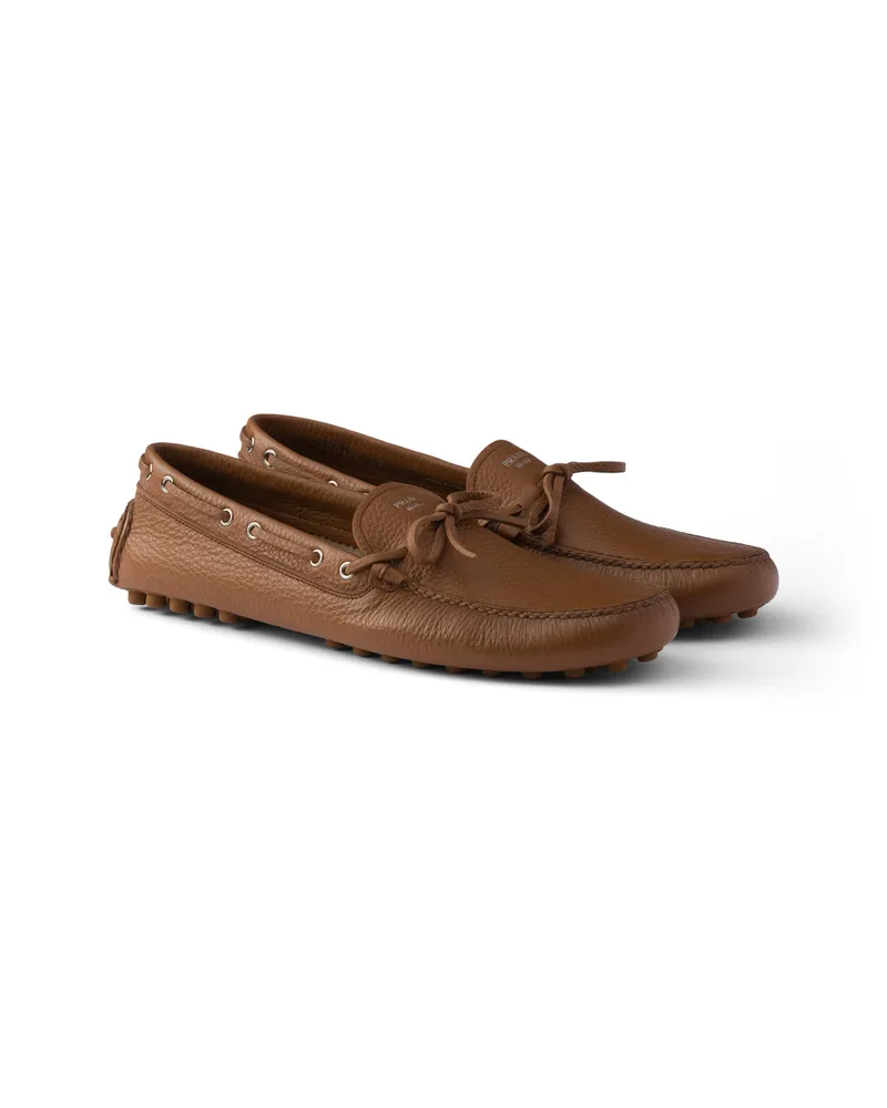 Prada Driving-schuh Aus Leder, Herren, Cognac, Größe 12 Cognac