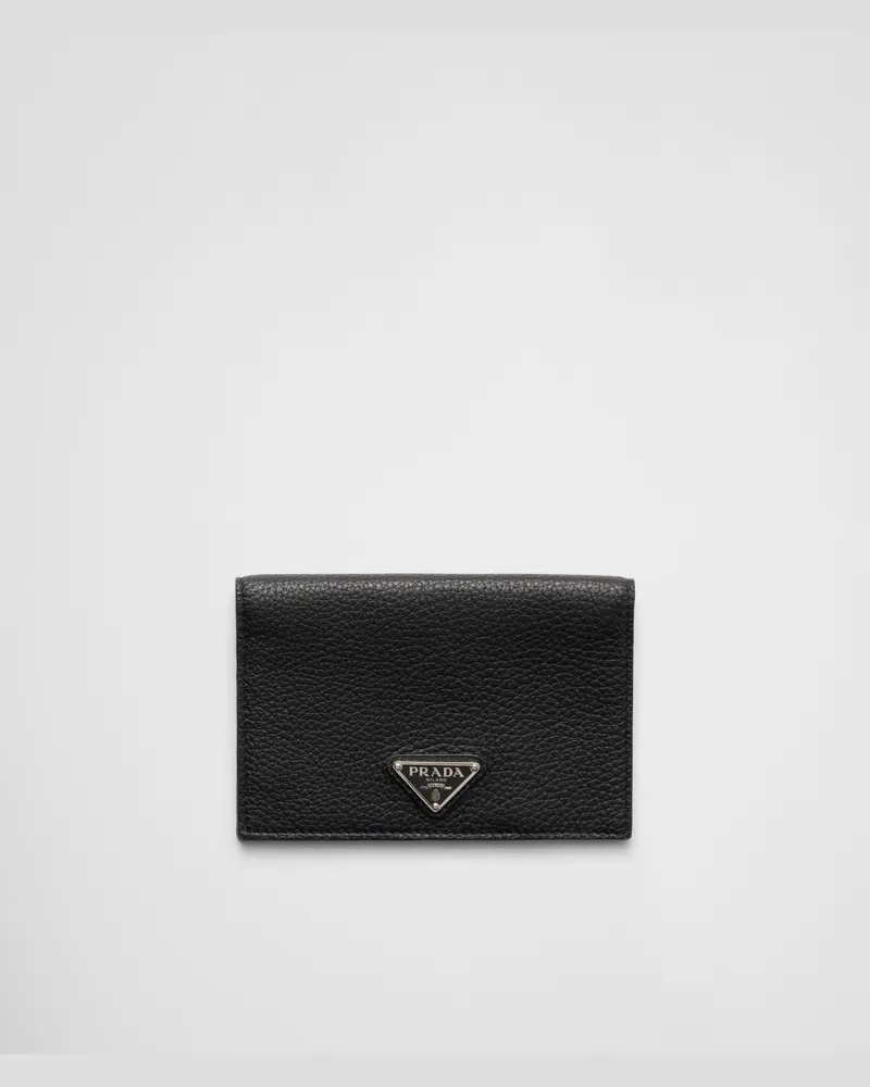 Prada Reisepassetui aus Leder Schwarz