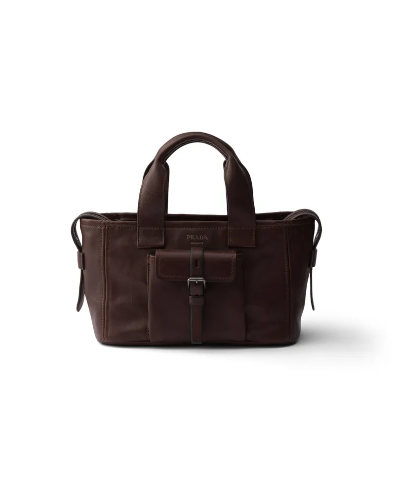 Prada Route Tote Bag Aus Leder, Damen, Kakaobraun Kakaobraun