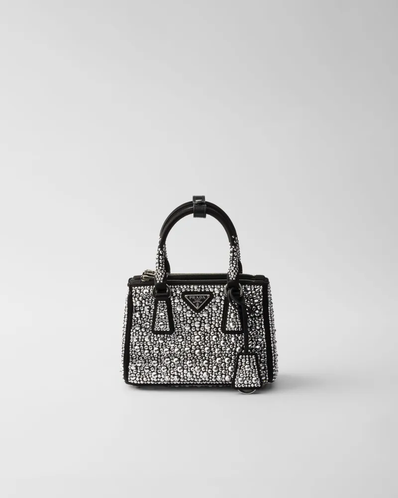 Prada Galleria Micro-Tasche aus Satin mit Verzierungen Metall
