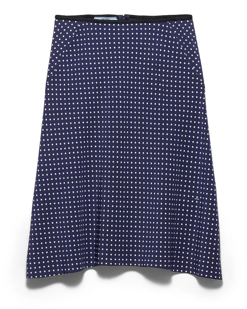 Prada Rock Aus Marocain Mit Punktmuster, Damen, Blau/weiss, Größe Blau