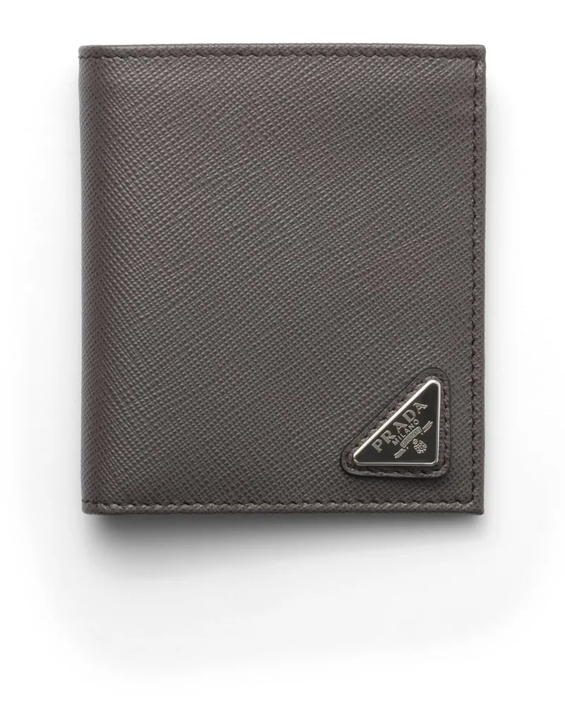 Prada Geldbörse Aus Saffiano-leder, Herren, Rauchgrau Rauchgrau