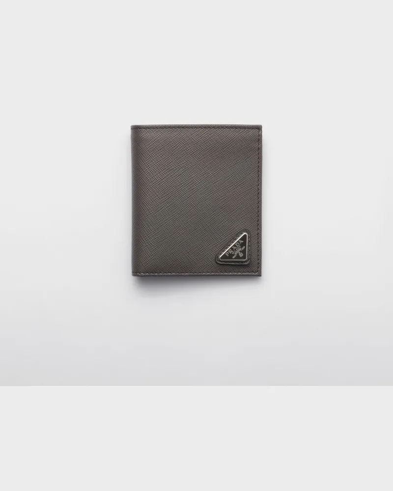 Prada Geldbörse aus Saffiano-Leder Rauchgrau