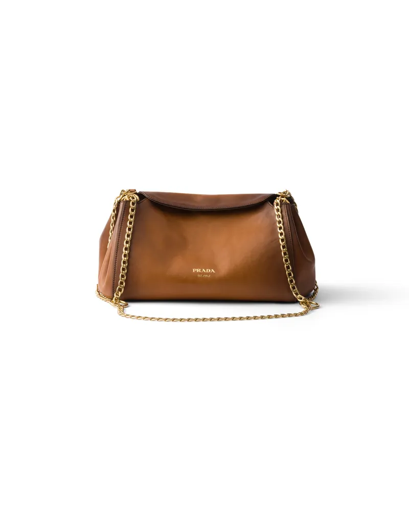 Prada Kleine  Tumulte Tasche Aus Leder, Damen, Cognac Cognac