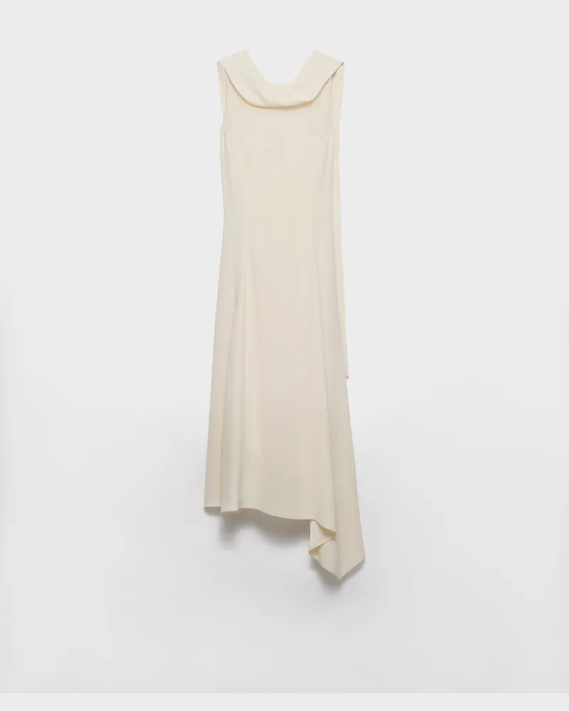 Prada Asymmetrisches Kleid aus Satin-Crêpe Elfenbein