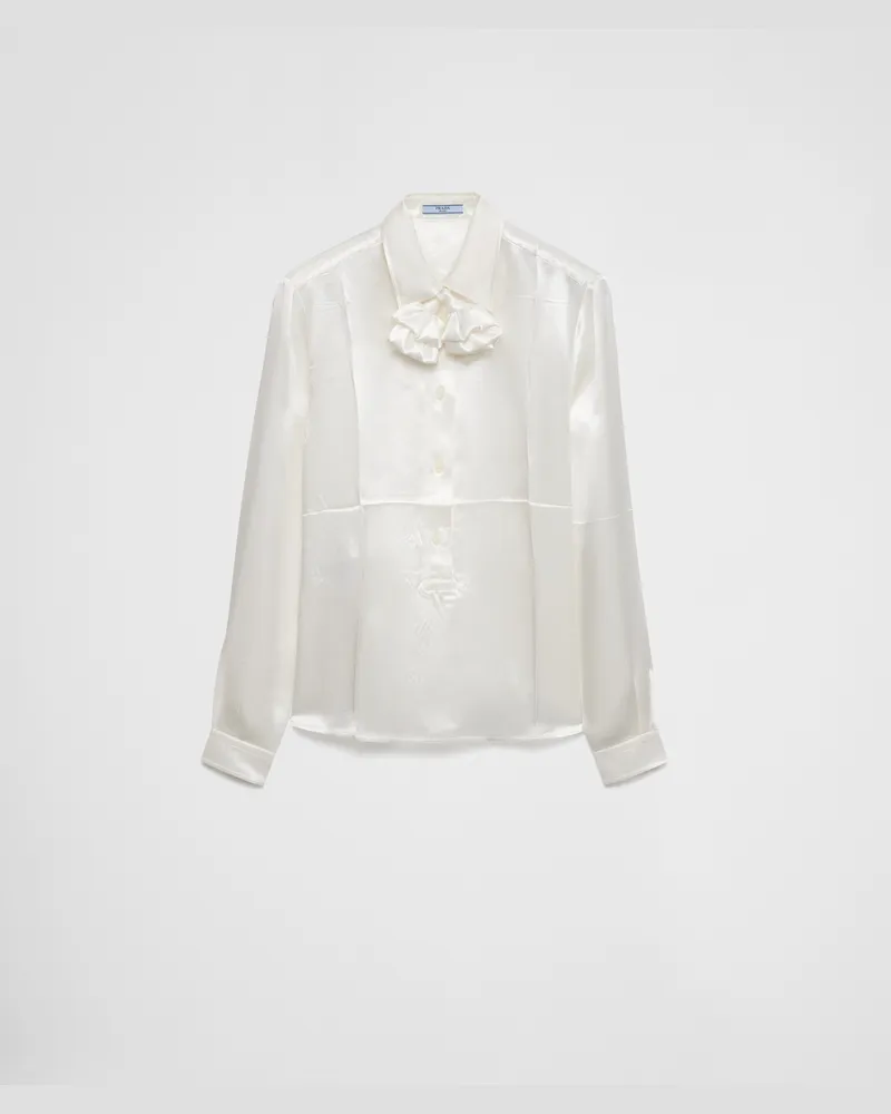 Prada Besticktes Hemd aus Satin Weiss