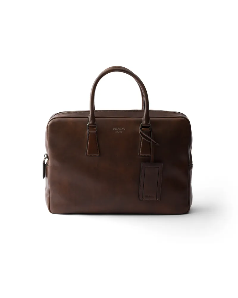 Prada Brieftasche Aus Leder, Herren, Kakaobraun Kakaobraun