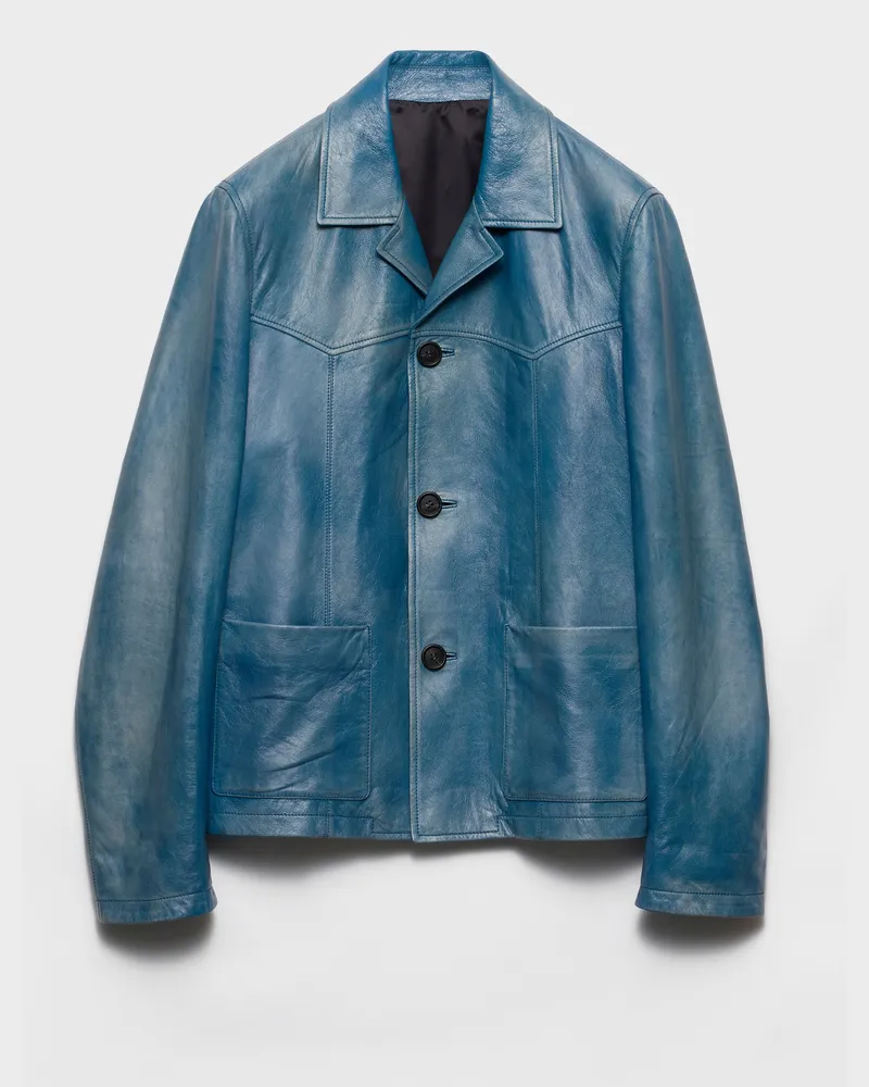 Prada Jacke aus Nappa-Leder Fliegerblau