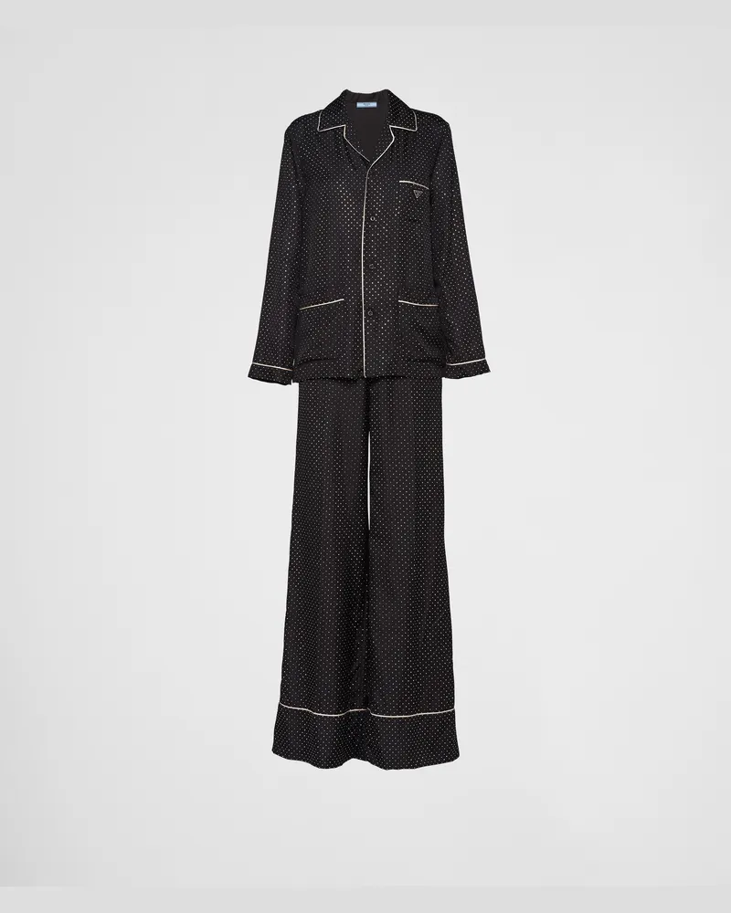Prada Pyjama aus besticktem Twill Schwarz