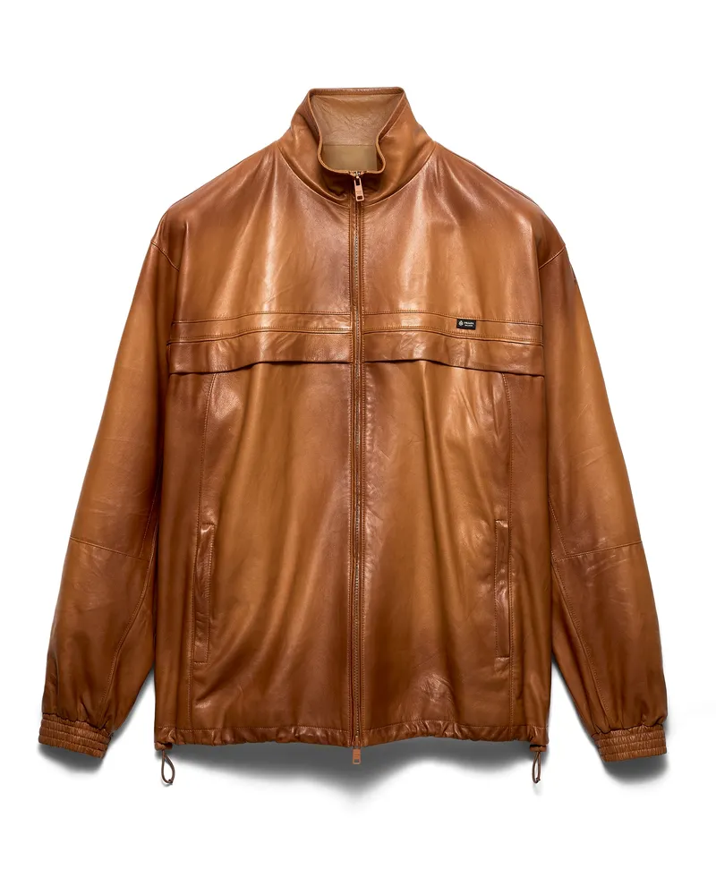 Prada Jacke Aus Nappa-leder, Damen, Hellbraun, Größe Hellbraun