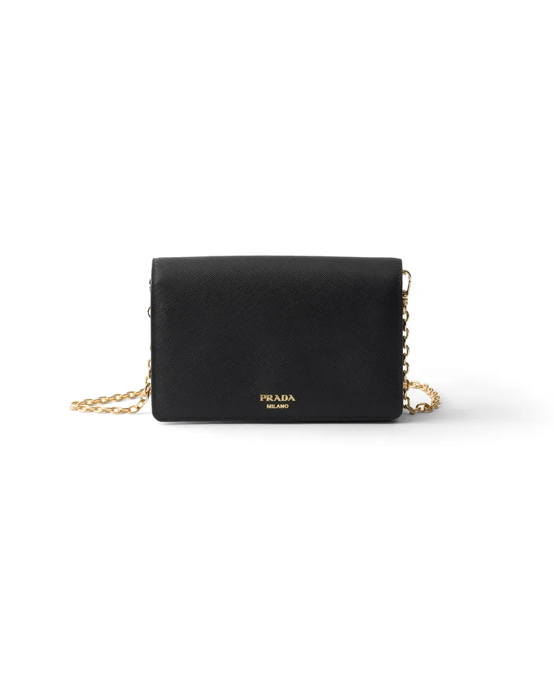 Prada Mini Bag Aus Saffiano-leder, Damen, Schwarz Schwarz
