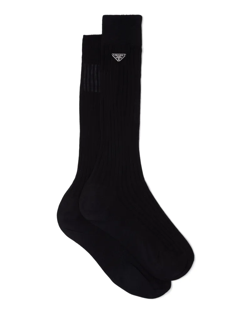 Prada Socken Aus Baumwolle, Damen, Schwarz, Größe Schwarz