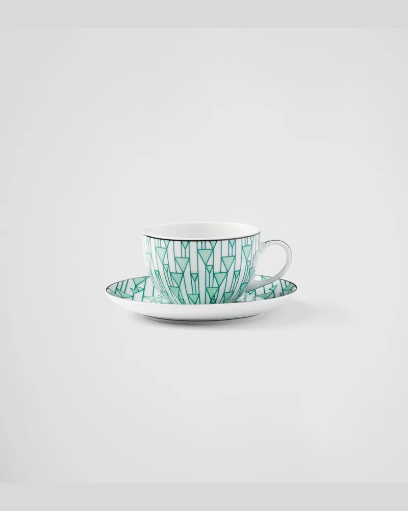 Prada Set mit zwei Teetassen aus Porzellan – Vienna Green Grün
