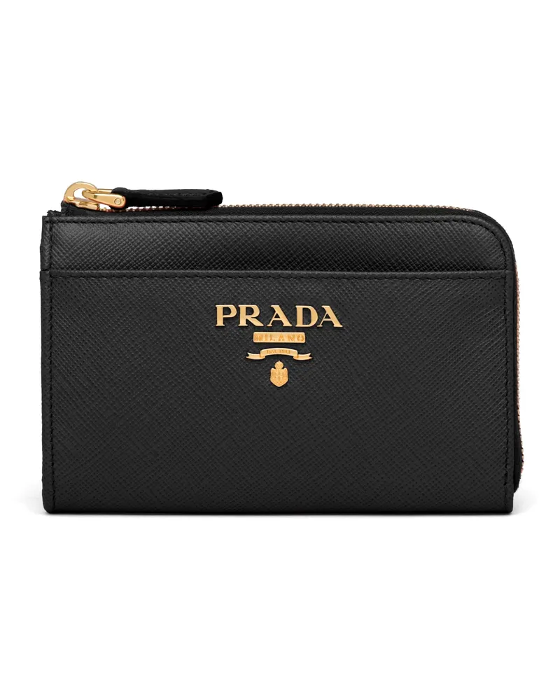 Prada Schlüsselanhänger Aus Saffiano Leder, Damen, Schwarz Schwarz